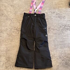 GERRY Kids Black Snow Pants with Pink Suspenders